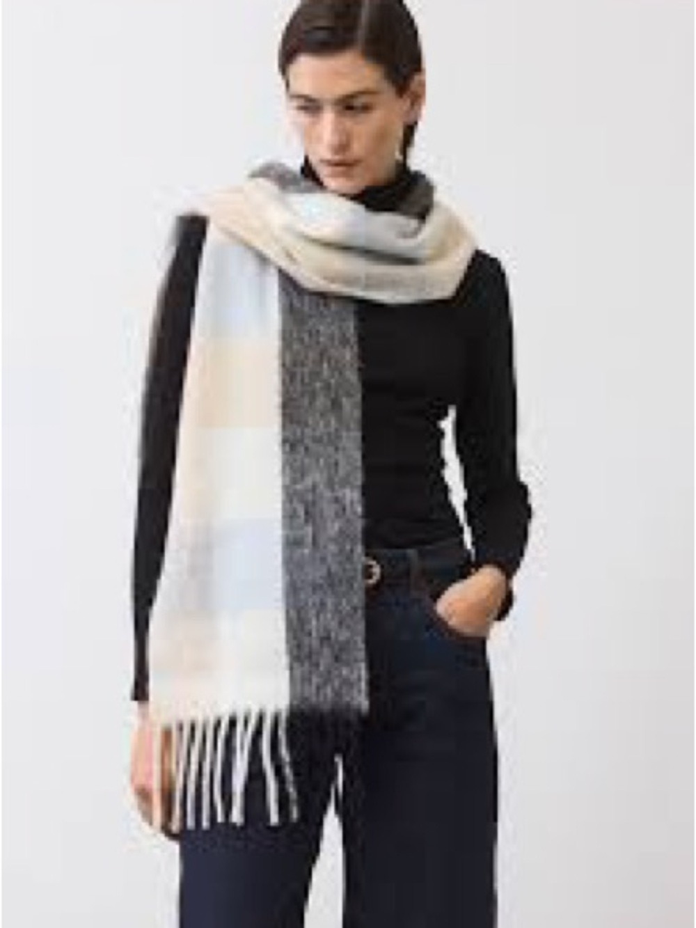 Express Cozy Ombre Fringe Scarf in Neutral Tones